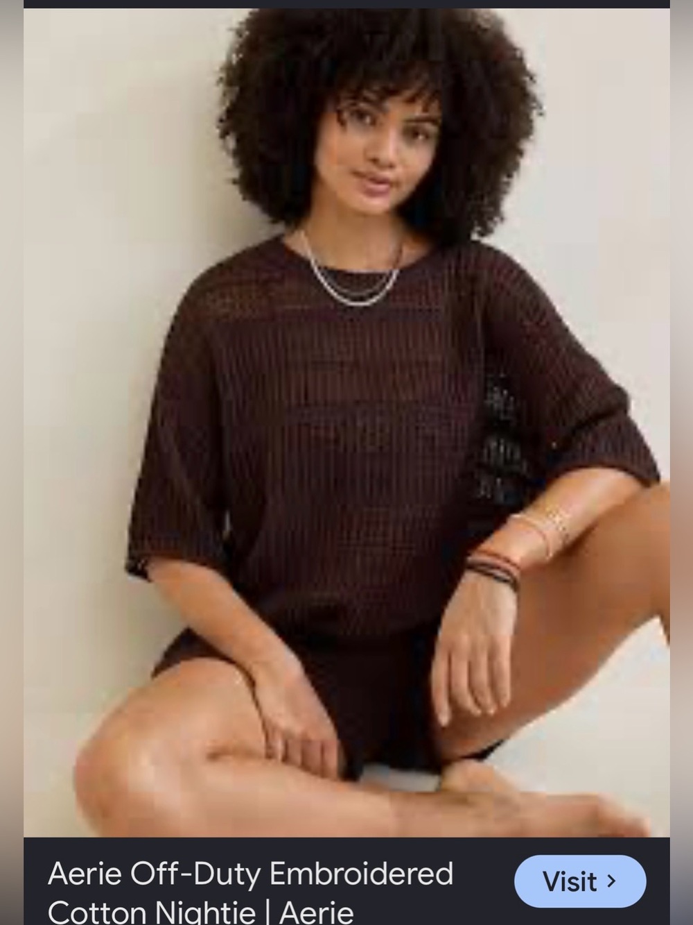aerie Brown Open-Knit Crew Sweater set